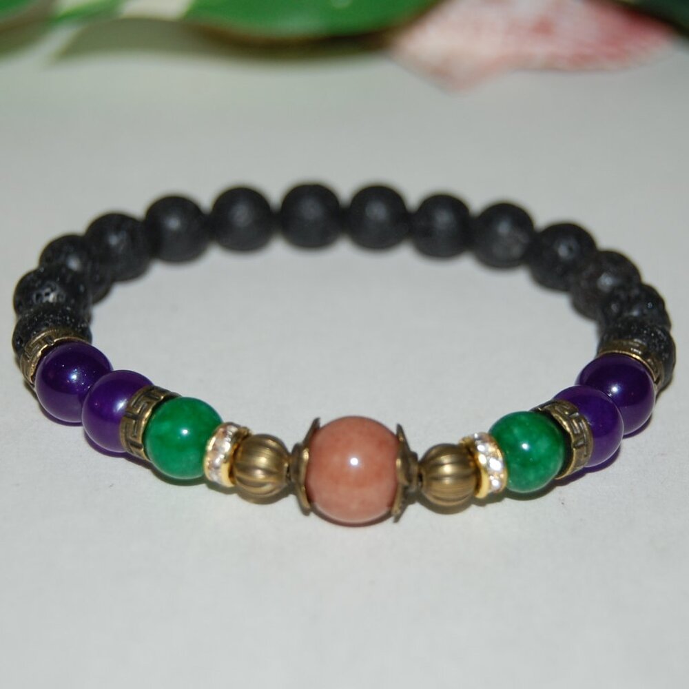 Multicolor Gemstones Bracelet,Stone Beaded Bracelet